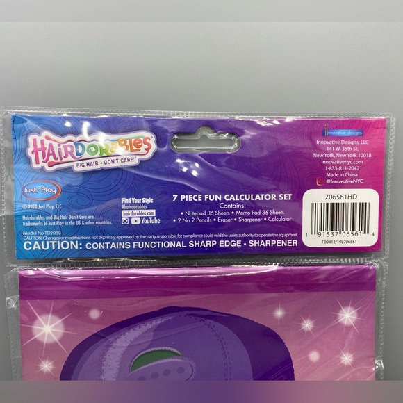 Hairdorables School Calculator Set 7 Pieces Pencils Sharpener Eraser Memo Pad - Picture 4 of 5